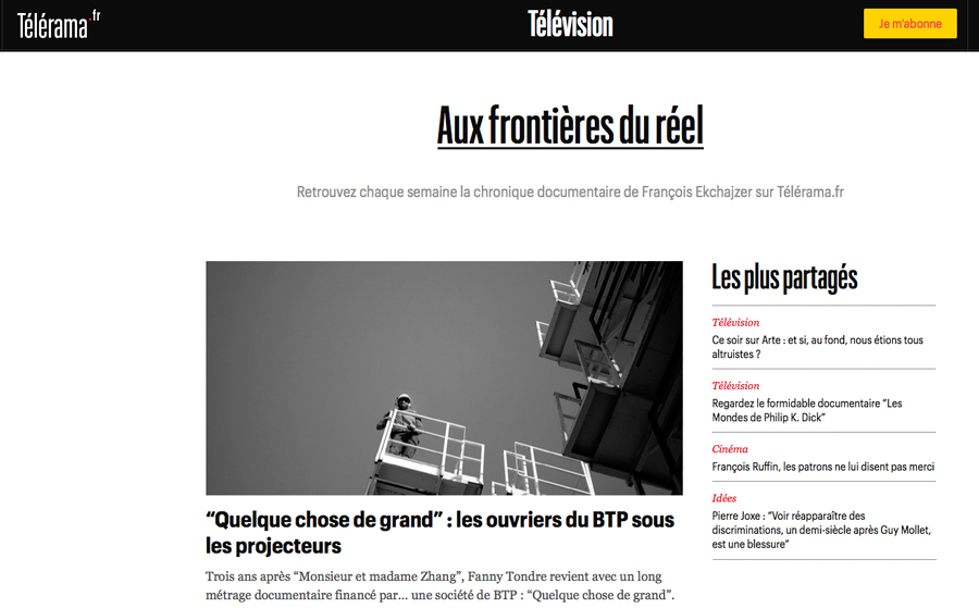 TELERAMA, FranÃ§ois Ekchajzer
Lire
