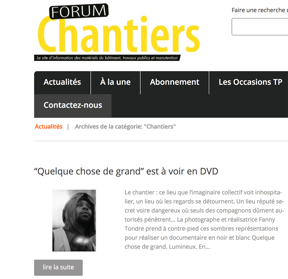 FORUM CHANTIERS
Lire