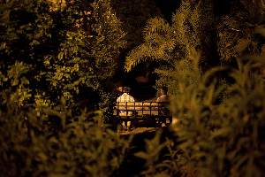 Marrakech, quartier de la Koutoubia, près de la Place Djema el Fna. Un touriste va à la rencontre de jeunes hommes dans un parc. Un signe suffit pour se reconnaitre et engager une conversation.